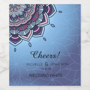 Deep Blue Glow Mandala ID361 Wine Label