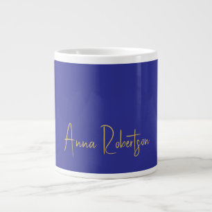 Deep Blue Gold Colours Professional Calligraphy Large Coffee Mug