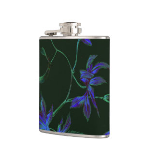Deep Blue & Green Japanese Floral Flask