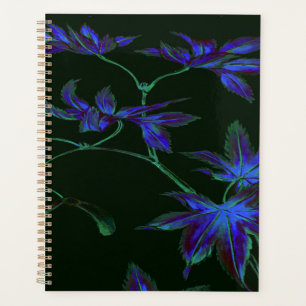 Deep Blue & Green Japanese Floral Wrapped Canvas Planner