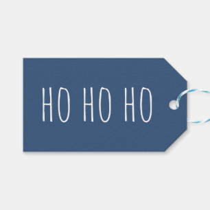 Deep Blue HO HO HO Christmas Navy Holiday Santa Gift Tags