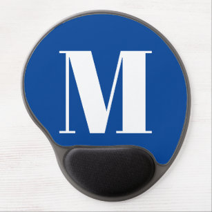 Deep Blue Initial Letter Monogram Modern Stylish Gel Mouse Pad