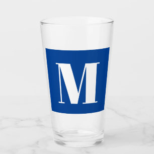 Deep Blue Initial Letter Monogram Modern Stylish Glass