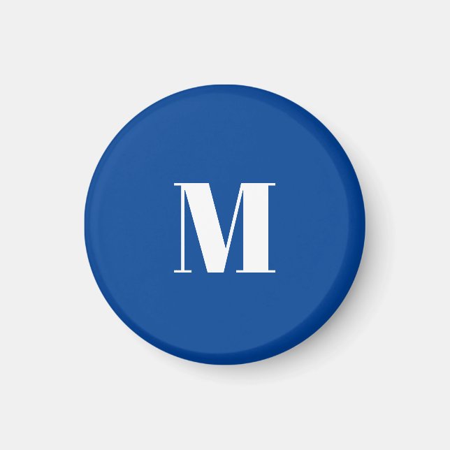 Deep Blue Initial Letter Monogram Modern Stylish Magnet (Front)