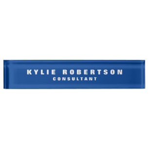 Deep Blue Legible Professional Trendy Modern Nameplate