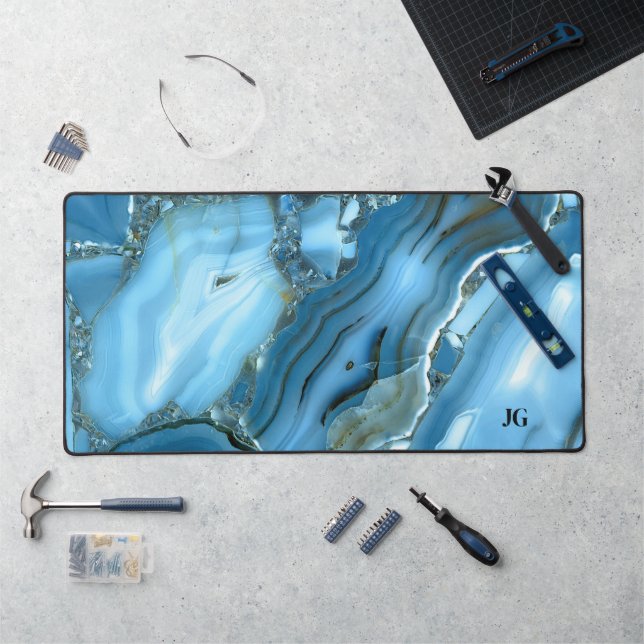Deep Blue Marble Desk Mat (Workstation)
