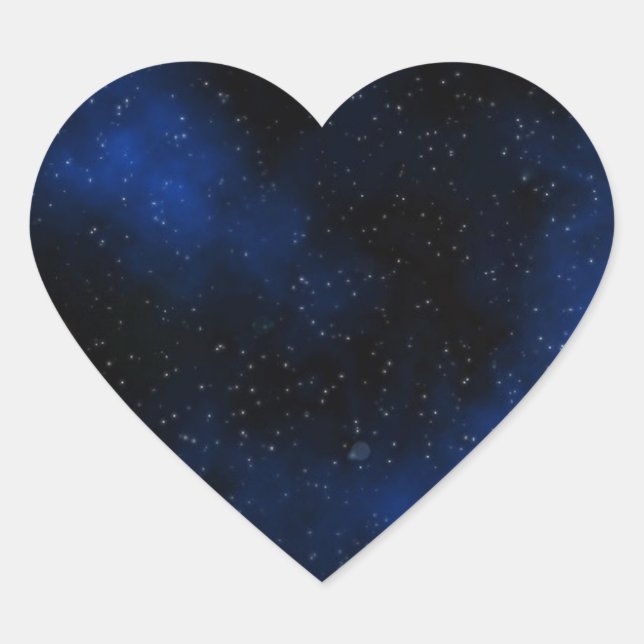 Deep Blue Milky Way Stars Galaxy Solar System Heart Sticker (Front)