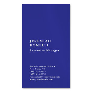 Deep blue minimalist modern plain 	Magnetic business card