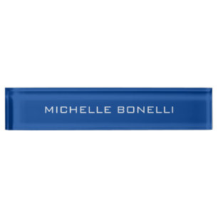 Deep Blue Minimalist Plain Modern Nameplate