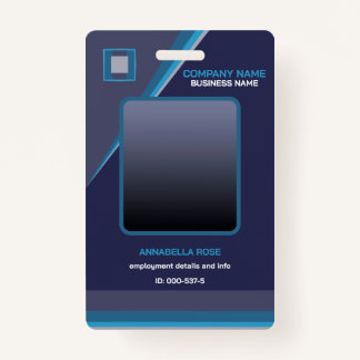 Deep Blue Modern Business ID Badge
