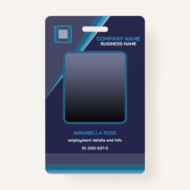 Deep Blue Modern Business ID Badge (Front)