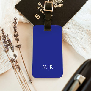 Deep Blue Modern Monogram Luggage Tag