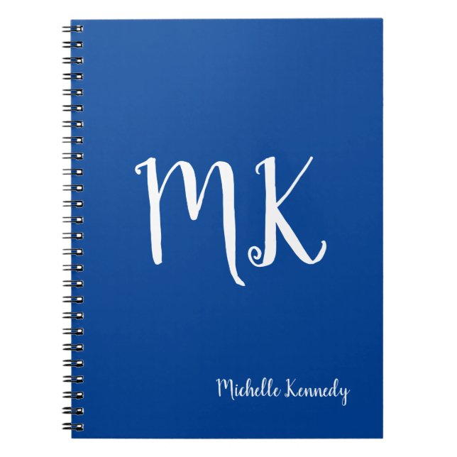 Deep Blue Monogrammed Professional Personalised Notebook (Front)