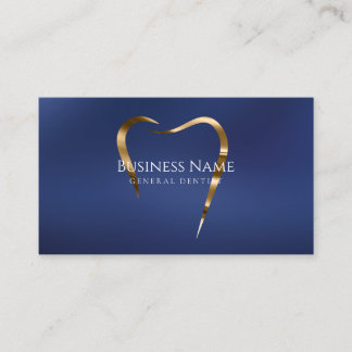 Deep Blue Navy & Gold Dentist Business Card