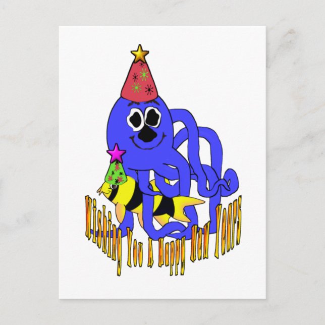 Deep Blue New Year Holiday Postcard (Front)