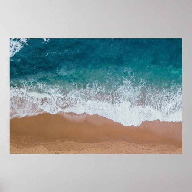 Deep Blue Ocean Beach Waves Photography Poster (Front)