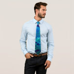 Deep Blue Ocean-Boho Tie Dye Folk Art Abstract<br><div class="desc">Boho Tie-dyed Folk Art shades of blue and green abstract patterned Necktie.</div>