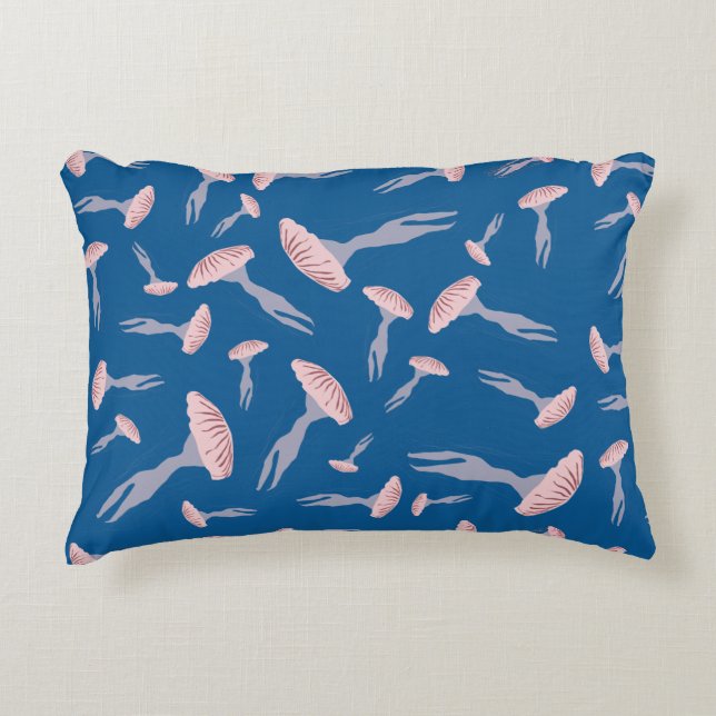 Deep Blue Ocean Jellyfish Pattern Decorative Cushion (Front)