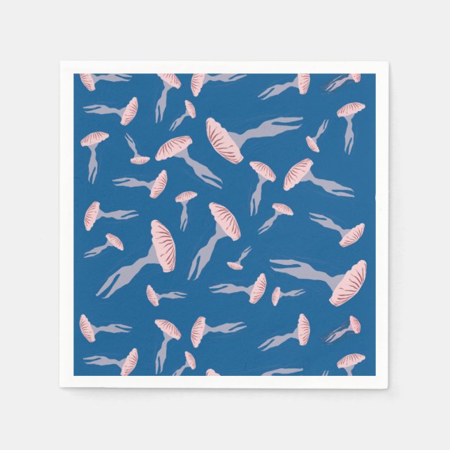 Deep Blue Ocean Jellyfish Pattern  Napkin (Front)