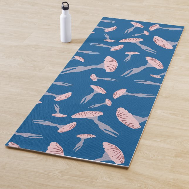 Deep Blue Ocean Jellyfish Pattern Yoga Mat (In Situ)