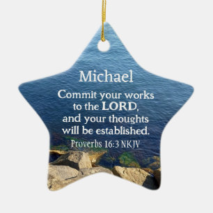 Deep Blue Ocean Photo Christian New Year Biblical  Ceramic Ornament