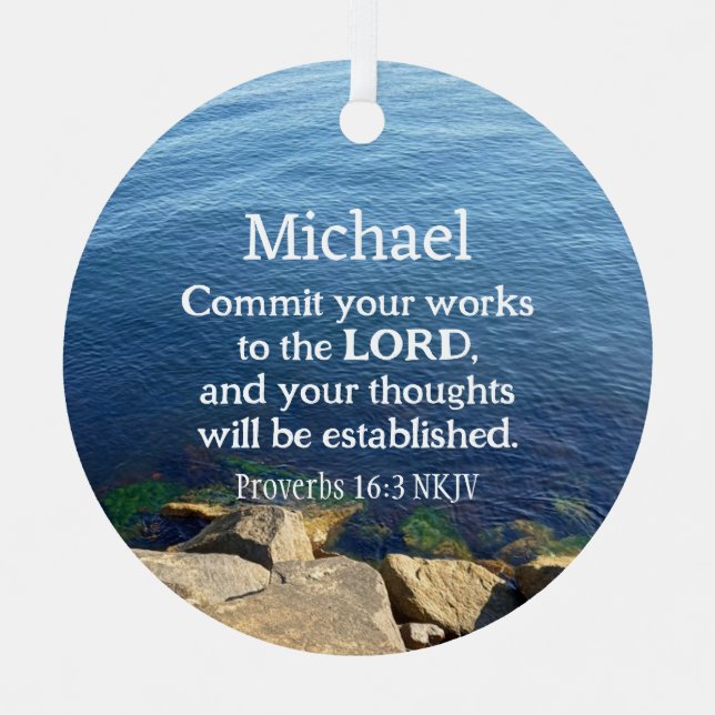 Deep Blue Ocean Photo Christian New Year Biblical  Metal Tree Decoration (Front)