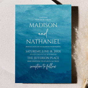 Deep Blue Ocean Sea Beach Wedding Invitation