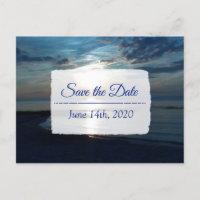 Deep Blue Ocean Sunset Save the Date