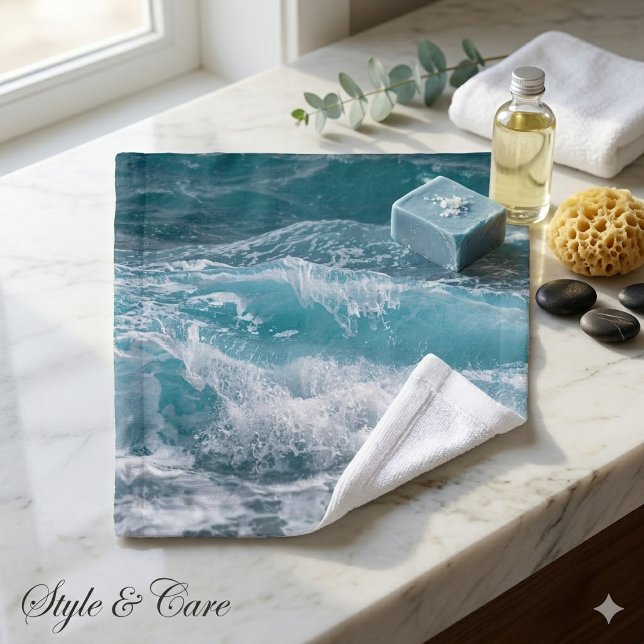 Deep Blue Ocean Wave Comfort Wash Cloth (Deep Blue Ocean Wave Comfort Wash Cloth)