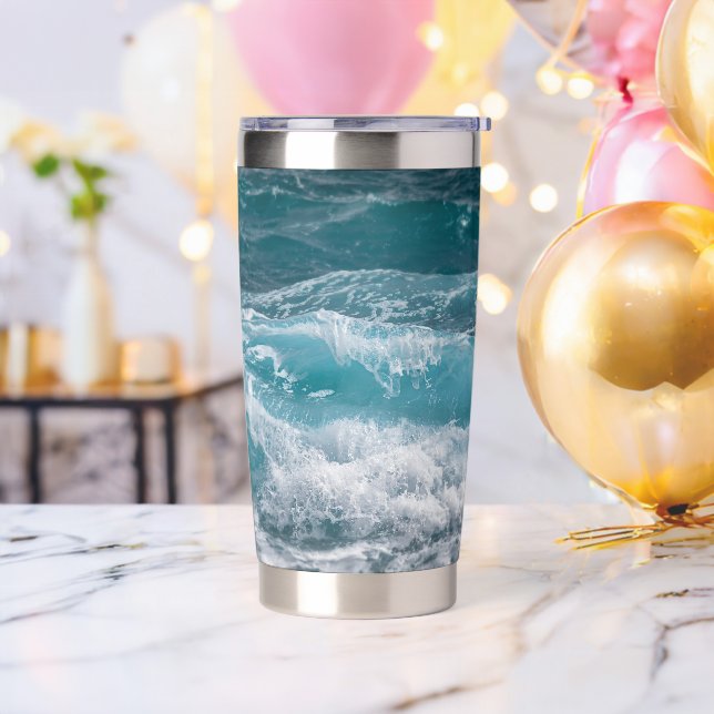Deep Blue Ocean Wave Custom Image Personalized Insulated Tumbler (Bachelor Party)