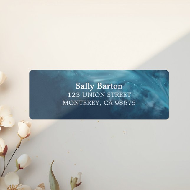 Deep Blue Ocean Wave Wedding Return Address Label (Creator Uploaded)