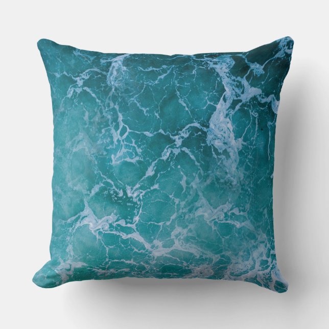 Deep Blue Ocean Waves Cushion (Front)