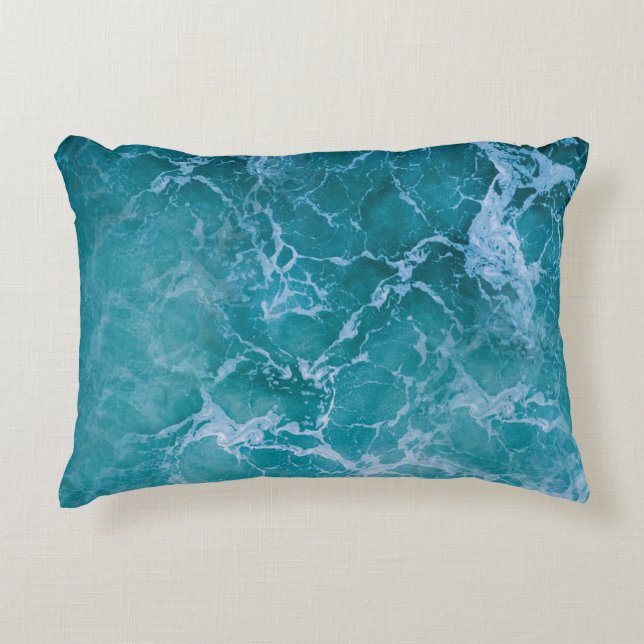 Deep Blue Ocean Waves Decorative Cushion (Front)