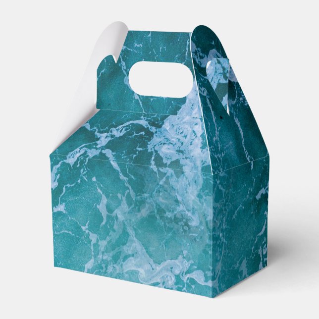 Deep Blue Ocean Waves Favour Box (Front Side)