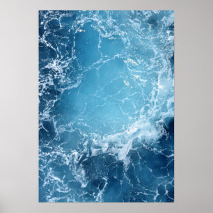 Deep Blue Ocean Waves Photography Poster