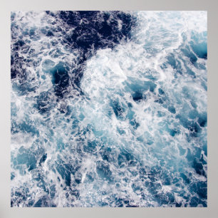 Deep Blue Ocean Waves Photography Poster