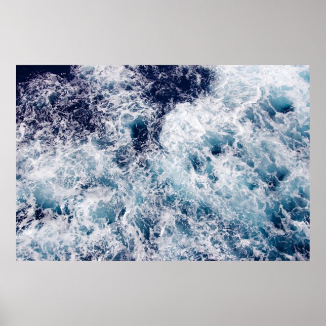 Deep Blue Ocean Waves Photography Poster (Front)