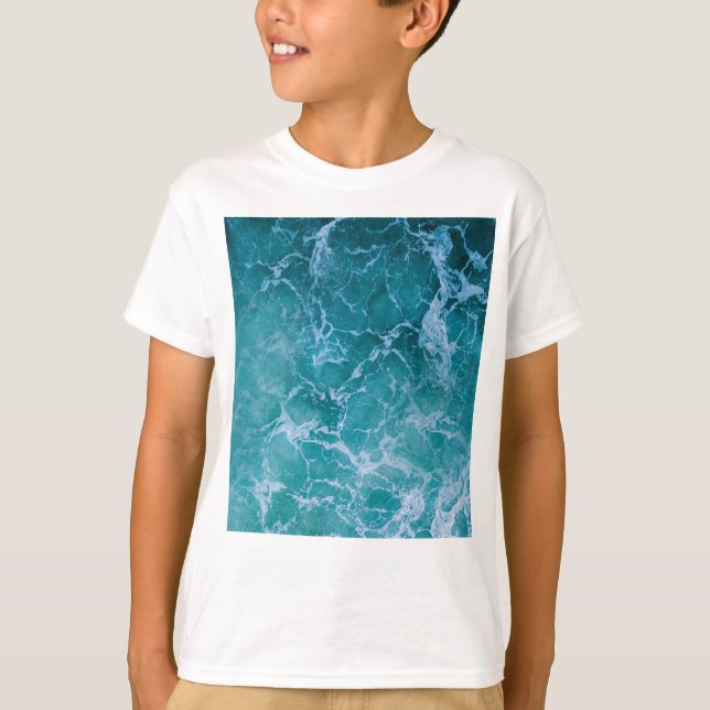 Deep Blue Ocean Waves T-Shirt (Front)