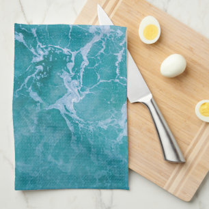 Deep Blue Ocean Waves Tea Towel