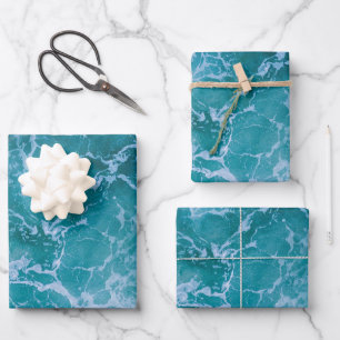 Deep Blue Ocean Waves Wrapping Paper Sheet