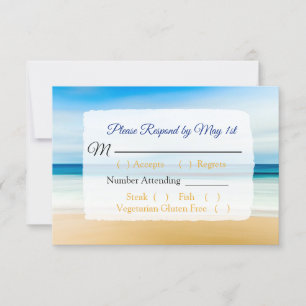 Deep Blue Ocean Wedding RSVP card