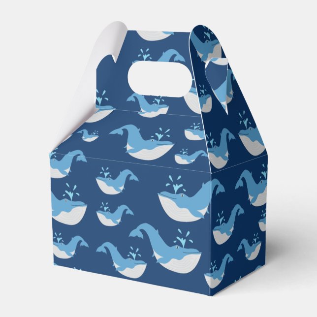 Deep Blue Ocean Whale Pattern Favour Box (Front Side)