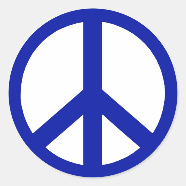 Deep Blue Peace Sign Classic Round Sticker (Front)