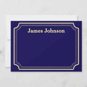 Deep blue Retro Bold Serif Desk Name Plate Card