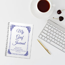 Deep Blue Rose Cluster Border Grief Journal