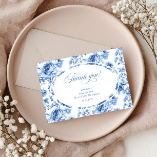 Deep Blue Roses Wedding Thank You Card
