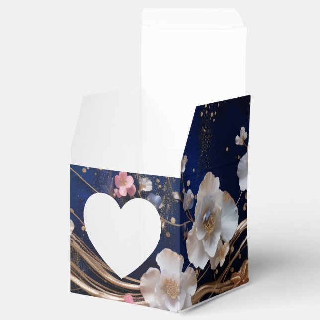 Deep Blue Scattered Flowers Favour Box (Opened)