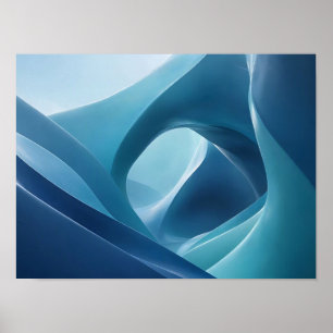 Deep Blue Sculptural Flow Abstract Wall Art