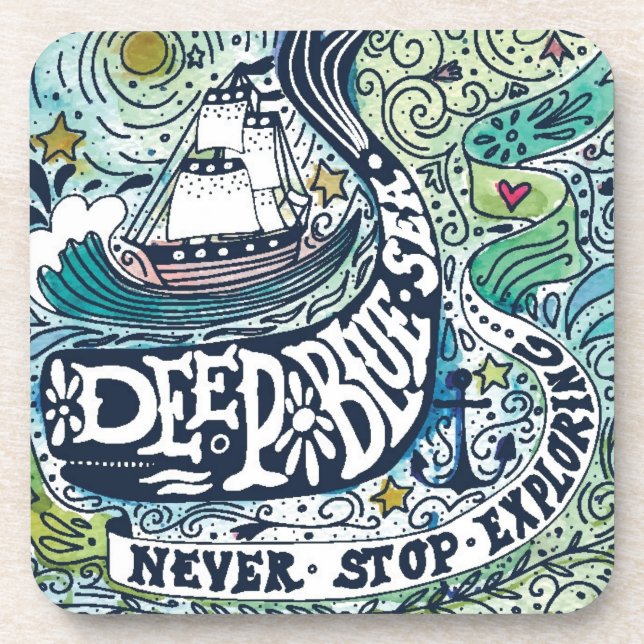 Deep Blue Sea |Never Stop Exploring Coaster (Front)