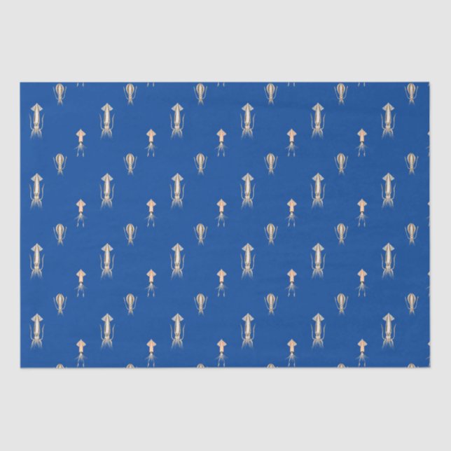 Deep Blue Sea Squid Pattern Tissue Paper (Front)